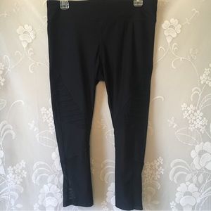 Vogo Athletica Black Ribbed and Sheer Fitness Leggings